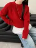 Suéter 100% Lana Merino con Trenzado y Cuello Redondo, Nuevo Otoño 2026 Tejido de Punto de Manga Larga para Mujer Tallas Pequeñas