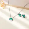 Conjunto de Joias de Aço Titânio com Trevo da Sorte de Quatro Folhas, Melhor Venda Europeia e Americana, Não Desbota, Joia Versátil Popular de Luxo Leve