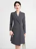 Vestido de Terno Profissional Preto de Outono para o Trabalho Alta Costura Vestido Temperamento Irregular Loja de Joias Vendas Roupas de Trabalho