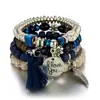 Pulsera de Moda Bohemio con Colgante de Alas con Borla Te Quiero Set de Pulseras de Cuentas Multicapa
