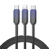 Cable de Datos Trenzado de Cristal de Hielo de 120W Tres en Uno Adecuado para Apple Huawei Tipo-C Carga Rápida Uno a Tres Carga de Teléfono Móvil