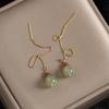 Brincos Originais de Jade Hetian Natural, Prata S925, Design Elegante e Simples, Fio de Orelha com Pedra de Jade