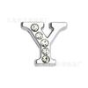 Miçangas de Letra Meio Diamantadas Acessórios para Joias DIY Pulseira de Letras Corrente para Celular Chaveiro Acessórios de Letras Inglesas com Strass