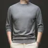 Suéter de lana, lavable a máquina, camiseta básica de punto para hombre, suéter de color liso para otoño, cálido, de cuello semi-alto