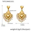 Collar y Pendientes de Acero Inoxidable con Forma de Corazón y Piedra Natural, Chapado en Oro de 18 Quilates, Ins Estilo Europeo y Americano Conjunto de Joyas con Múltiples Colgantes