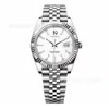 Relógio Masculino Laojia Datejust com Mostrador de Diamante Automático Mecânico Completo Pulseira de Aço Inoxidável Luminoso à Prova d'Água Relógio de Luxo