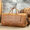 Bolsa de Viaje de Cuero Crazy Horse Retro para Hombre Compartimento Independiente para Zapatos Gran Capacidad Bolsa de Gimnasio Bolsa de Viaje Bolsa de Viaje de Cuero Genuino