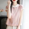 Camiseta de Manga Corta con Cuello Polo Color Block para Mujer, Tejido de Seda de Hielo, Verano 2026, Delgada, Transpirable, Corte Holgado, Top Adelgazante, Camiseta, Blusa