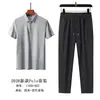 Conjunto de Camisa Polo e Camiseta de Manga Curta Cor Sólida Seda de Gelo para Homens, Casual de Negócios de Verão, Respirável, Amigo da Pele, Conjunto de Duas Peças Slim Fit
