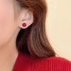 Pendientes de Cuerpo Entero de Plata de Ley S925 con Perla Roja de Angora de Gama Alta para Mujer, Nuevo Estilo Popular 2025, Elegantes Pendientes de Año Nuevo