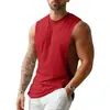 Camiseta sin mangas de fitness para hombre, estilo americano, camiseta elástica sin mangas, chaleco deportivo de color liso de moda, camiseta sin mangas de verano para hombre