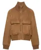 Ropa europea y americana para mujer transfronteriza, popular en AliExpress, chaqueta de aviador de moda estilo francés con textura de gamuza