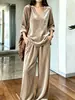 Conjunto de Moda Transfronteriza para Mujer 2026, un Conjunto Completo de Pantalones de Pierna Ancha de Terciopelo Estilo Europeo y Americano, Pantalones Largos Casuales Sueltos y con Caída