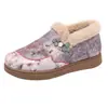 Sapatos de Tecido Novos de Pequim Antigo de Inverno Sapatos de Algodão para Mãe Estilo Étnico Chinês Novo Bordados Com Pelúcia Quentes Antiderrapantes Sapatos de Algodão Femininos
