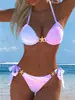 Novo Cordão de Acessório Estrela-do-Mar Gradiente Rosa Roxo Europeu e Americano Amarração Lateral de Biquíni Roupa de Banho Biquíni Duas Peças Hot Girl de Praia