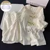 Pijama de Algodón Nube para Mujer, Verano Manga Corta 2026 Nuevo Conjunto Delgado de Dibujos Animados KT Cat con Almohadillas en el Pecho
