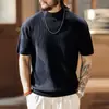 Nueva camiseta de punto para hombre con tacto fresco, al estilo de los nuevos ricos y el dinero antiguo, marca de moda de verano, diseño de canalé simple, adecuada para ir al trabajo, ropa de hombre