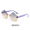 Nuevas Gafas de Sol Sin Marco para Niños y Niñas, Gafas de Sol Anti-UV para Niños, Gafas Poligonales Degradadas de Alta Gama