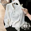 Comercio Exterior Otoño/Invierno 2026 Estilo Coreano Cardigan de Punto con Manga de Campana Suéter Abrigo de Cuello Redondo para Mujer Top de Manga Larga