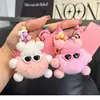Lindo Colgante Llavero de Coche de Briquetas de Piel Sintética de Conejo Rex Muñeco de Peluche Popular Exquisito Colgante para Mochila Escolar Regalo