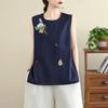 En stock Chal Chino para Mujer Verano Nuevo Bordado Pesado Sentido del Diseño Ligero Guofeng Top