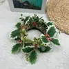 Candelabro de Hoja de Navidad Simulado Corona Corona Navideña para Mesa Decoración Navideña Corona de Hoja Triangular Piña Artificial Fruta Roja Decoración del Hogar