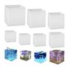 Molde de silicone cubo espelho para espécime de resina epóxi DIY, enfeites de gesso cubo, em estoque para atacado