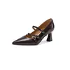 Zapatos Mary Jane de Tacón Grueso para Mujer, Nuevo Estilo Primavera 2026, Adecuados para Vestidos, con una Sola Correa, Elegantes de Punta Fina, Boca Baja, Zapatos de Tacón Alto Individuales