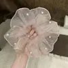 Scrunchie de Tule com Renda de Pérolas de Princesa Sereia para Mulheres, Elástico Elegante de Alta Qualidade para Rabo de Cavalo, Acessório de Cabelo, Adorno de Cabeça para Mulheres