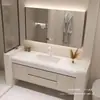 Lavabo Todo en Uno Knai Lifi Feeling para Hogar y Hotel Combinación de Lavabo para Inodoro Estilo Crema Lujo Ligero Gabinete de Baño Inteligente