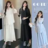 Conjunto de Maternidad Nuevo Diseño Otoño 2026: Elegante Conjunto de Maternidad con Falda de Manga Larga