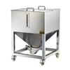 Barril de almacenamiento de acero inoxidable de 50 kg, barril de alimentación cuadrado de succión móvil, caja de almacenamiento de materia prima, caja de rotación de polvo de partículas