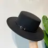 Sombrero de Lana Negro Estilo Jazz de Ala Ancha Retro para Hombre y Mujer con Cinturón Otoño e Invierno Lolita Estilo Británico Europeo y Americano