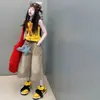 Conjunto de Verano para Niñas 2026 Nuevo Casual Estilo Coreano Chaleco Floral para Niñas Mayores Combinado con Pantalones Cortos Estilo Vintage