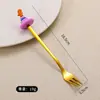 Juego de Cubiertos de Acero Inoxidable Tenedor Cuchara Vajilla Alto Valor de Color Creativo Niños Tenedor Cuchara de Halloween Cuchara de Postre Tenedor de Fruta