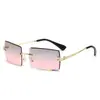 Gafas de Sol Cuadradas Sin Marco Transfronterizas Nuevas Europeas y Americanas para Hombres y Mujeres, Gafas de Sol Cuadradas Pequeñas con Bordes Cortados Japonesas y Coreanas, Gafas de Sol Ultraligeras