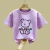 Camiseta de Moda para Niñas de Manga Corta, Diseño de Dibujos Animados, Top de Algodón Puro para Niños Mayores, Camisa Versátil de Media Manga para Verano