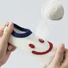 Meias Curtas Fofas Novas para Mulheres Primavera/Verão 2026, Bordadas com Rostos Sorridentes e Letras, Antiderrapantes, Respiráveis, Invisíveis, Meias Doces para Tornozelo