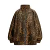 6021 Moda Urbana Americana Unisex de Gama Alta Diseño de Chaqueta con Estampado de Leopardo Chaqueta Holgada para Hombre de Cuello Alto