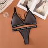 Conjunto de ropa interior de algodón con hilo de comercio exterior para mujer, estilo deportivo, sexy, estilo francés, copa triangular en forma de T, que envuelve el pecho.