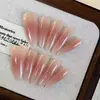 Uñas Portátiles Hechas a Mano con Degradado, Color Nude, Estilo Transparente y Largo, Pure Lust Blush, Uñas Whitening Ins, Simples y Removibles