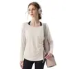 Mangas Longas Franzidas Feminino 2026 Outono/Inverno Novo Yoga Fitness Corrida Design Solto com Amarração Roupa Casual de Yoga Feminino