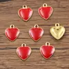 1 5 cores 8X9mm aço inoxidável esmalte dourado pingente de gota de óleo borda de dente amor pequeno pingente acessórios de joias diy