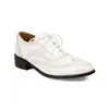 Zapatos Oxford, zapatos de estudiante, zapatos de cordones para mujer con puntera redonda y bloques de color, zapatos de vestir D40-3