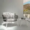 Silla de ratán moderna minimalista para patio exterior, proyecto de balcón, silla de ratán impermeable y resistente al sol, sofá de respaldo exterior