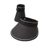 Sombrero de Protección Solar para Mujer, Parte Superior Abierta, Ala Ancha, Paja Recubierta de Negro, Protección UV, Enrollable, Portátil, Versátil, Ligero