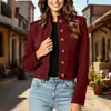 Nueva Chaqueta Corta de Motociclista para Mujer Transfronteriza Otoño/Invierno 2026 con Elementos de Diseño, Chaqueta de Trabajo de Ante, Estilo Vintage