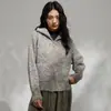 Suéter de punto con cremallera de cuello alto y estampado estilo coreano para mujer, principios de otoño 2026, cárdigan corto de punto holgado, chaqueta de estilo casual
