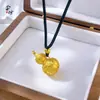 Colgante de Calabaza Sólida con Patrón de Nube, Oro Arena Estilo Antiguo, Patrón Decorativo de Fortuna y Prosperidad, Chapado en Oro de Cobre, Estilo Femenino, Nuevo Estilo Chino, Estilo Tendencia Nacional