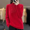Suéter de punto estilo francés con cuello alto medio y adornos de pedrería, para mujer, otoño e invierno, suave y cálido, de manga larga, capa base, elegante jersey para llevar debajo